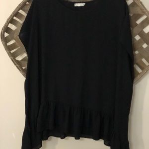 Black Ruffle Hem Shirt